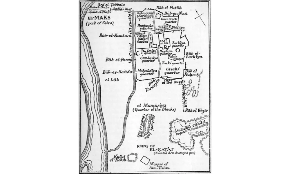 ファーティマ朝時代（10世紀～12世紀）のカイロの都市計画図