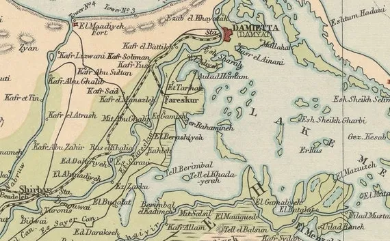 1889年のダミエッタ周辺地図。