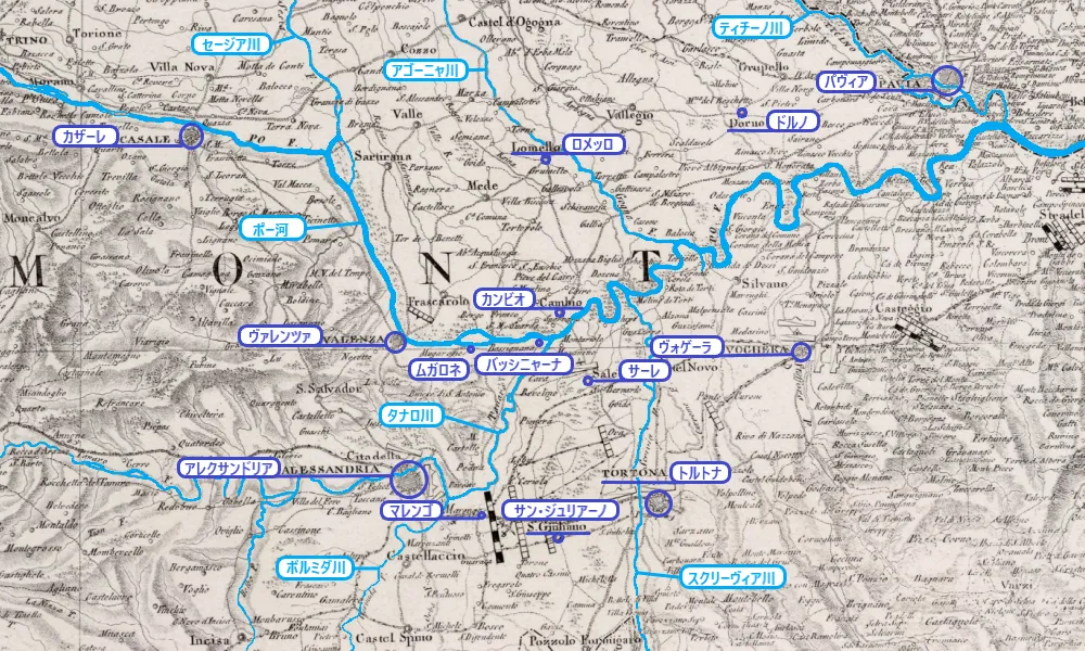 1802年のバッシニャーナ周辺地図