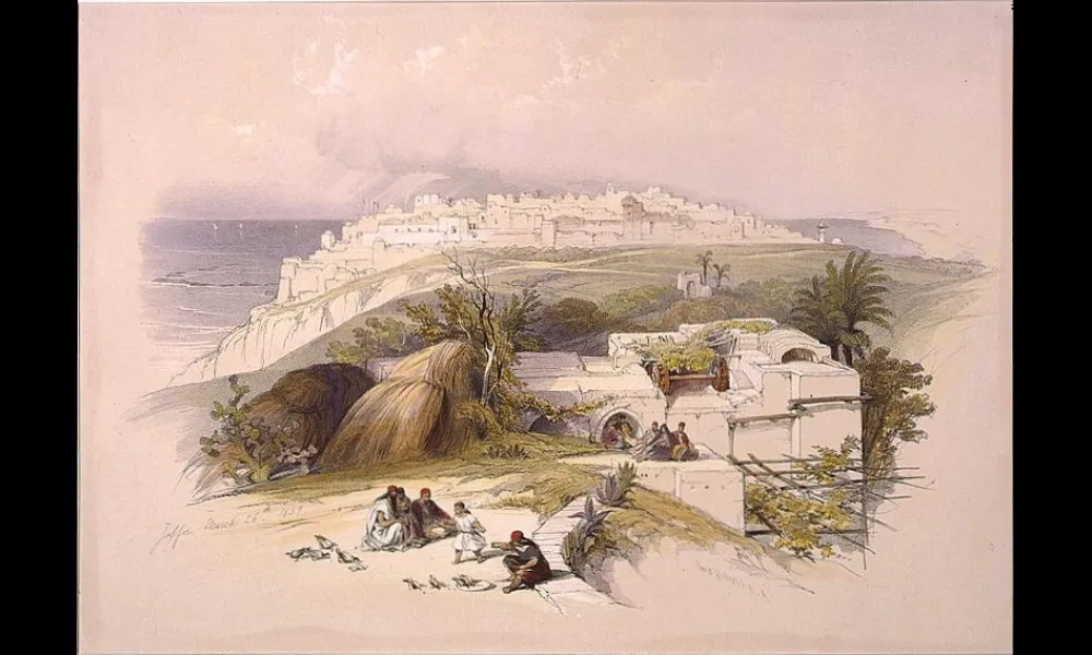 参考資料:「ヤッファ、北向きの眺め」。デイヴィッド・ロバーツ(David Roberts)画。1839年3月26日