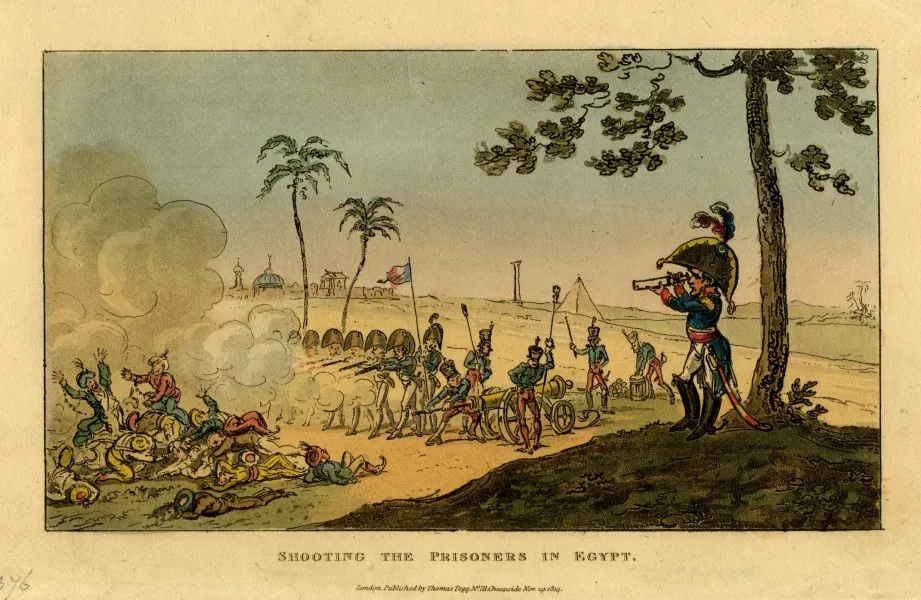 1815年に出版された、William Combe著「The Life of Napoleon: A Hudibrastic Poem in Fifteen Cantos」の挿絵。「エジプトの囚人の射殺」。