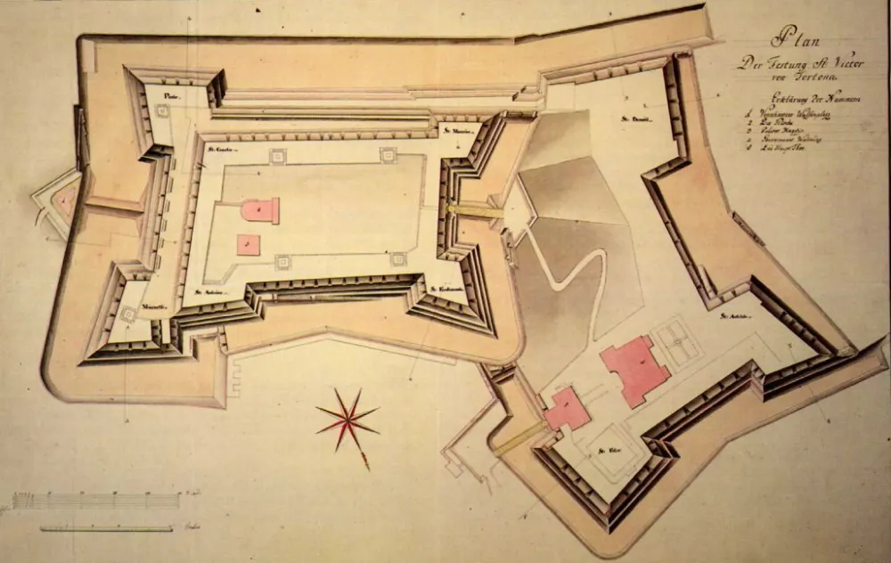 1799年、トルトナのサン・ヴィットーリオ要塞平面図