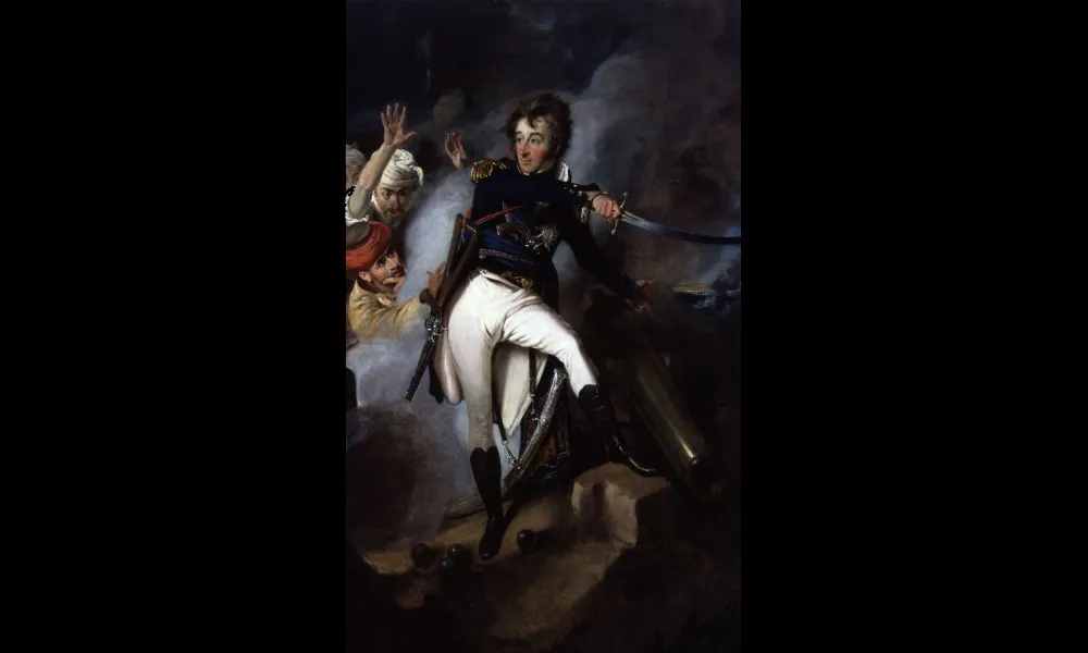 「Sir William Sidney Smith（ウィリアム・シドニー・スミス卿）」。ジョン・エクスタイン（John Eckstein）画。19世紀。