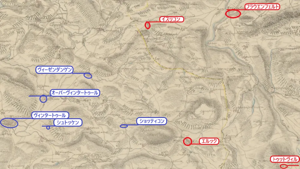 1802年のヴィンタートゥール周辺地図