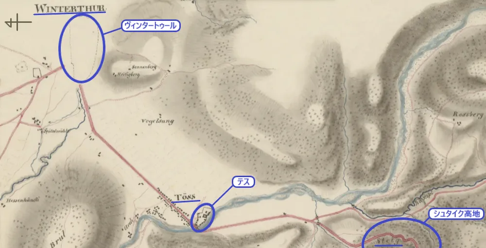 1831年のテス周辺地図